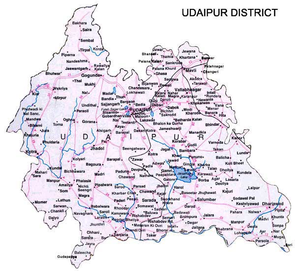 Udaipur District Map - View Udaipur District Road Map of Udaipur District