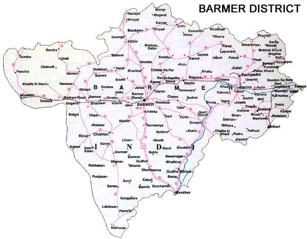 Barmer District Map - View Barmer District Road Map of Barmer District