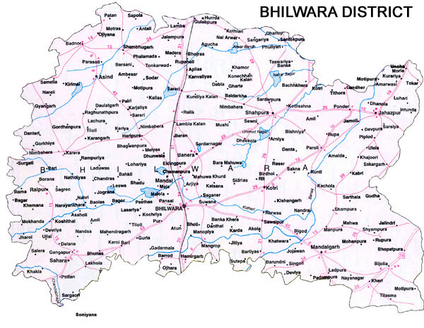 Bhilwara District Road Map